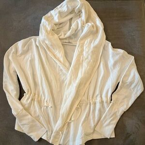 Young Fabulous & Broke Cream White Hooded Shawl Drawstring Cardigan
